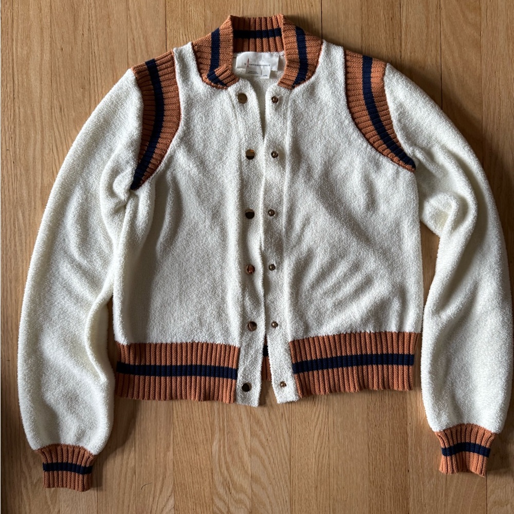 Anthropologie Cream and Brown Knit Cardigan
